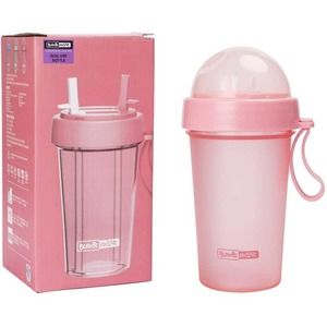 Dual-use Practical Water Bottle with Straw Frosted Surface Drink 420ML/14oz